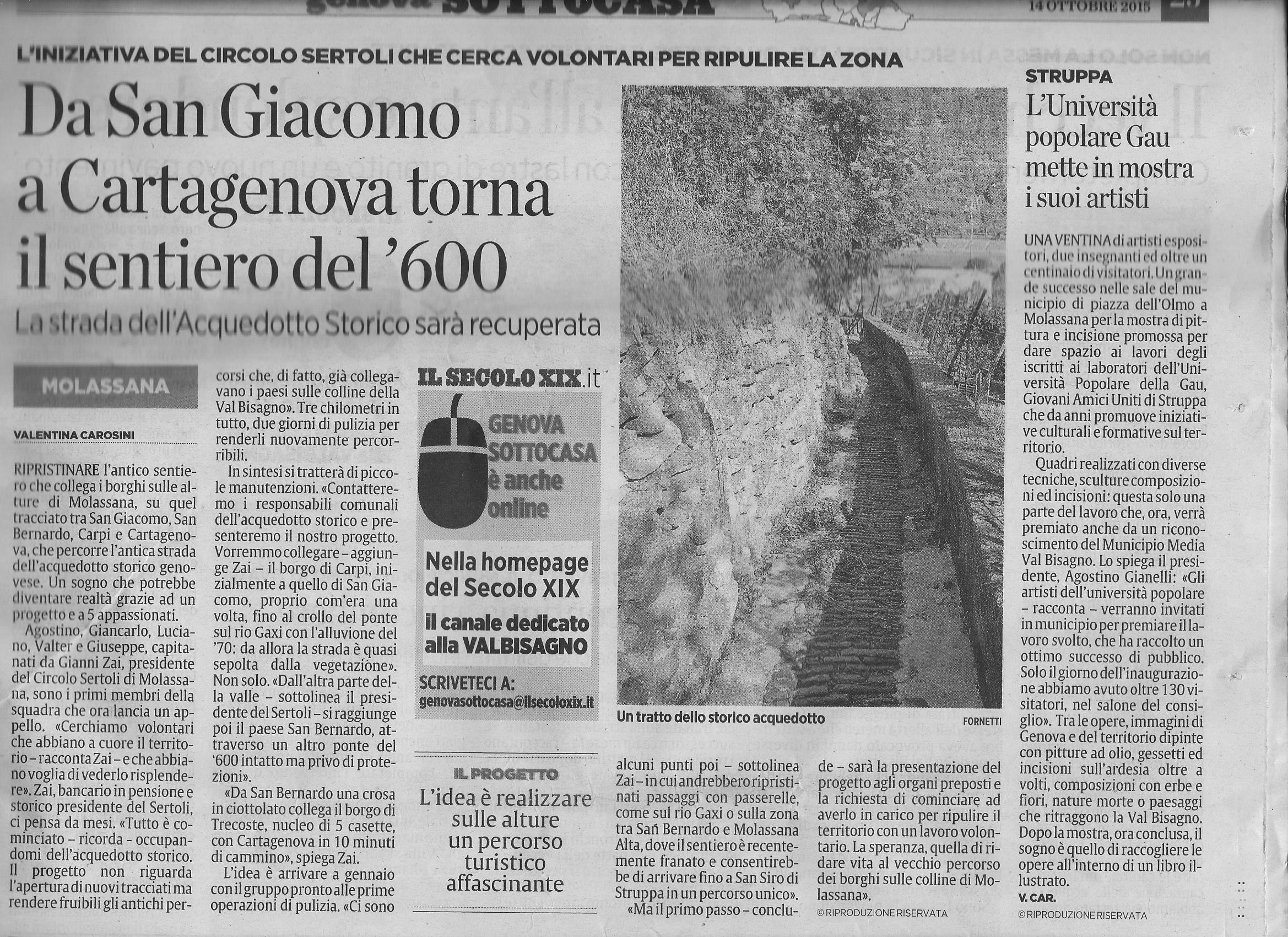 articolo secolo volontari per i sentieri da san giacomo a san siro 